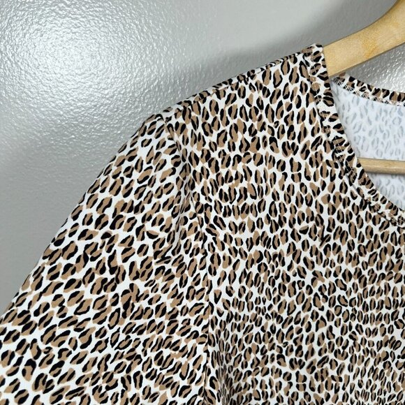 J.Mclaughlin Catalina Cloth Top Size Large Leopard Brown Stretch Travel Work - Picture 4 of 8